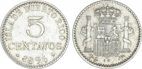 5 Centavos de Peso. 1896. PUERTO RICO. P.G.-V. (Levísimas rayitas). EBC-.