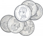 Lote 6 monedas 2 Pesetas. 1905 (*19-05). S.M.-V. A EXAMINAR. EBC a SC.