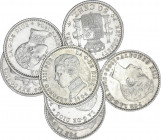Lote 7 monedas 50 Céntimos. 1896 a 1904. ALFONSO XIII. Incluye: 1896, 2x 1900, 1904 (*0-4) y 3x 1904 (*1-0). Calidad de conservación alta. A EXAMINAR....