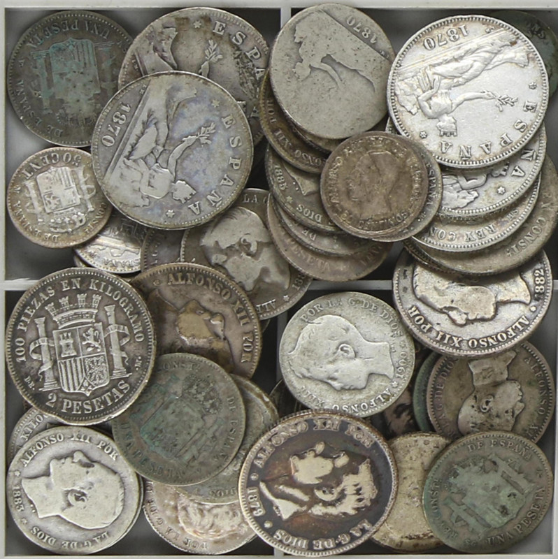 Lote 186 monedas 1 Céntimo a 2 Pesetas. 1869 a 1927. GOBIERNO PROVISIONAL, ALFON...