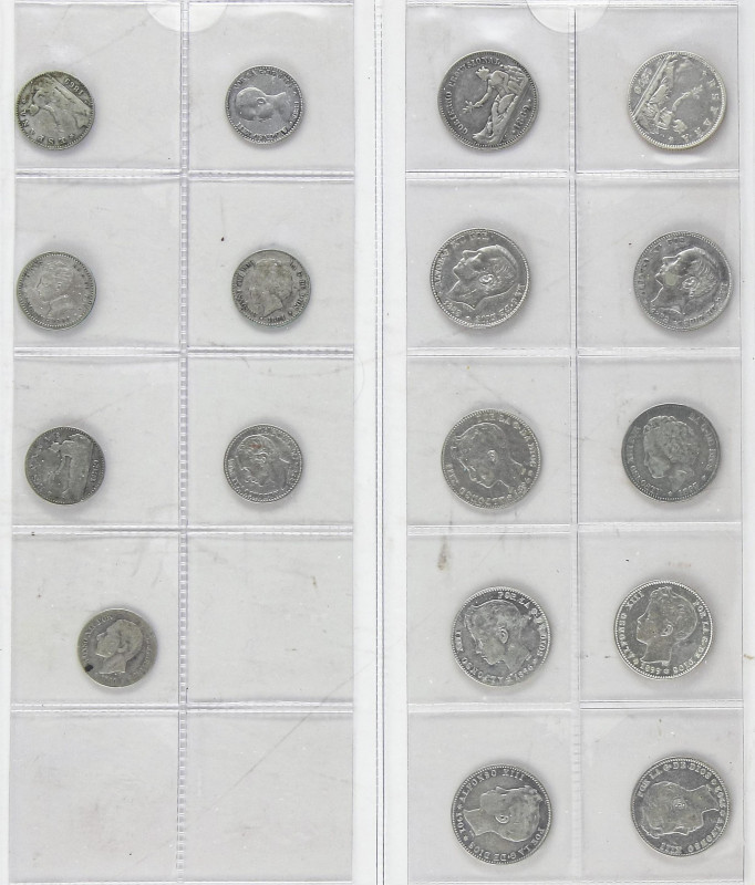 Lote 30 monedas 50 Céntimos a 50 Centavos de Peso. 1869 a 1904. GOBIERNO PROVISI...