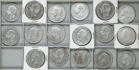 Lote 17 monedas 5 Pesetas. ALFONSO XII y ALFONSO XIII. Todas diferentes. Estrellas visibles (alguna floja). Destacan: 1881 (*18-81), 1882 (*18-82), 18...