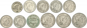 Lote 11 monedas 50 Centimos (1), 1 (7) y 2 pesetas (3). 1937. GOBIERNO de EUZKADI (9) y CONSEJO SANTANDER PALENCIA y BURGOS (2). Ni. Euzkadi: 6x 1 Pta...