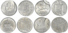 Lote 4 monedas 5 Céntimos. 1945 y 1953. Las cuatro ERROR: doble acuñación. A EXAMINAR. EBC- a SC.