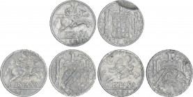 Lote 3 monedas 10 Céntimos. 1953. Las tres ERROR: doble acuñación. A EXAMINAR. EBC- a SC.