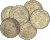 Lote 7 monedas 1 Peseta. 1963 (*19-63). A EXAMINAR. HG-283. EBC+ a SC.