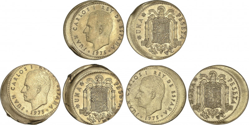 Lote 3 monedas 1 Peseta. 1975. 2x (*19-78) y (*19-80). Las tres ERROR: acuñación...