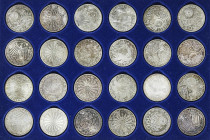 Set 24 monedas 10 Mark. 1972 D, F, G y J. MUNICH, STUTTGART, KARLSRUHE y HAMBURGO. AR. Olimpiada Munich´ 72. Set completo en SC. En estuche original. ...