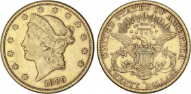 20 Dólares. 1889-S. SAN FRANCISCO. 33,34 grs. AU. Coronet Head. (Golpecitos). Fr-178; KM-74.3. MBC.