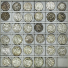 Lote 35 monedas 5 (7), 10 (20), 50 Francs (8). 1834 a 1977. AR. Casi todas grupo Hércules en sus diversos valores y años. A EXAMINAR. MBC- a SC.