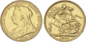 Sovereign. 1899. VICTORIA. 7,95 grs. AU. (Leves golpecitos). Fr-396; KM-785. MBC/MBC+.