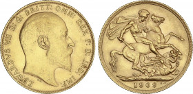 Sovereign. 1909. EDWARD VII. 7,98 grs. AU. Fr-400; KM-805. EBC-.