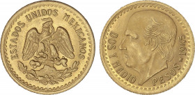 2 1/2 Pesos. 1945. 2,00 grs. AU (860, 21k). Reproducción moderna. Miguel Hidalgo. Tipo KM-46. EBC+.
