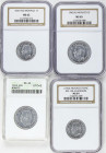 Lote 4 monedas 1 (2) y 2 Francs (2). 1943. LOUIS II. Al. Encapsuladas por NGC de 1 Franc como MS62 y MS64, de 2 Franc como MS65 y 2 Franc encapsulada ...