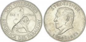 300 Guaranies. 1973. 26,71 grs. AR. Stroessner 1968-1973. Centenario de la Epopeya Nacional. KM-29. EBC/EBC+.