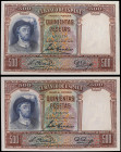 Lote 2 billetes 500 Pesetas. 25 Abril 1931. Elcano. Pareja correlativa. Ed-361. SC.