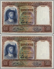 Lote 2 billetes 500 Pesetas. 25 Abril 1931. Juan Sebastián Elcano. Pareja correlativa. Ed-361. SC.