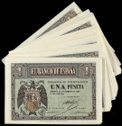 Lote 52 billetes 1 Peseta. 28 Febrero 1938. Serie E. Todos correlativos. (Alguna leve manchita). A EXAMINAR. Ed-427a. (SC) y SC.