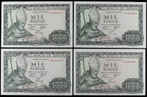 Lote 4 billetes 1.000 Pesetas. 19 Noviembre 1965. San Isidoro. Series 1H, 1I, 1J y 1L. (Leves arruguitas en márgenes). Ed-471b. SC- y SC.