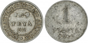 1 peseta. 1919. COOPERATIVA DEL SINDICATO AGRÍCOLA. TEYÁ. ESCASA. Al. L-539. MBC+.