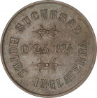 0´ 25 Pesetas. SUCURSAL HOTEL INGLATERRA. ESCASA. Br. L-No Cat. EBC.