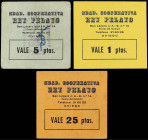 Lote 3 vales por 1, 5 y 25 Pesetas. SOCIEDAD COOPERATIVA REY PELAYO. OVIEDO. (ASTURIAS). MUY RAROS. cartulina. MBC+ a EBC.