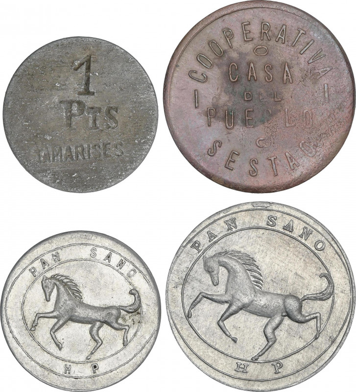 Lote 4 fichas. AE, Aluminio, Zinc. 1 Peseta: Restaurante Vasco Tamarises, Getxo ...