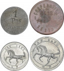 Lote 4 fichas. AE, Aluminio, Zinc. 1 Peseta: Restaurante Vasco Tamarises, Getxo (Vizcaya). 1/2 y 1Kilo de Pan: La Harino-panadera, Bilbao (Vizcaya). 2...