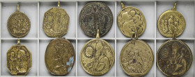 Lote 10 medallas religiosas. Siglo XVIII. ROMA. Br. Ø 32 a 45 mm. Incluye 2x medalla San Benito-Virgen Montserrat, Virgen pilar-Daroca, Santa Maria Co...