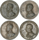 Lote 4 medallas Prim (2) y O´ Donnell (2). 1860. Calamina. Ø 54 mm. Incluye 2 medallas O´ Donnell Duque de Tetuán y 2 medallas Prim Marqués de los Cas...