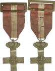 Lote 2 condecoraciones Cruz de plata de la Orden del Mérito Militar distintivo Rojo. 1868-1871. AR. Ø 44x39 mm. Gobierno Provisional. Anilla y cinta o...