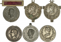 Lote 6 condecoraciones Campaña de África (3) y Alfonso XII (3). 1860 y 1875. Metal gris y plateado. (sin anillas, rotas o con perforación). A EXAMINAR...