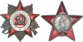Lote 2 medallas Orden de la estrella roja y Orden de la Guerra Patriotica. U.R.S.S. Una AR y esmalte, la otra Metal gris y esmalte. Estrella roja con ...