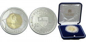 ANDORRA 2000 XXVII JOCS 2000 Olympics Pole Vaulting, With 1.375gr gold 20 DINERS SILVER UNC 
KM# 170