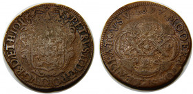 ANGOLA 1697 Pedro II,Portuguese 20 REIS COPPER F14.2g 
KM# 1