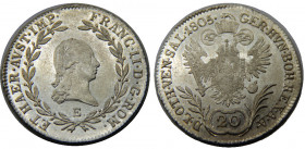 AUSTRIA 1805 E Franz II,Karlsburg mint 20 KREUZER SILVER MS6.8g 
KM# 2140