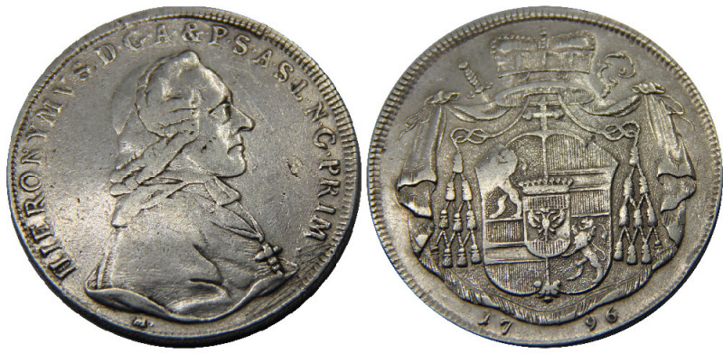 AUSTRIA 1796 Hieronymus von Colloredo,Salzburg 1 THALER SILVER VF27.6g 
KM# 465