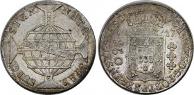 BRAZIL 1817 B João Prince Regent,Bahia mint 960 REIS SILVER AU/MS27.1g 
KM# 307.1