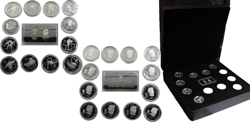 CANADA 2007-2009 Vancouver 2010 Sterling coin set and wafer 25 CENTS SILVER PF