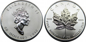 CANADA 1998 Elizabeth II 3rd portrait,10 oz silver bullion coinage 50 DOLLARS SILVER UNC311.1g