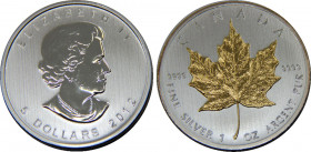 CANADA 2012 Elizabeth II, 1 oz. Silver Bullion Coinage,Silver Gilded Proof 5 DOLLARS SILVER MS31.5g 
KM# 625