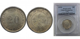 CHINA YR8(1919) Republic;Kwangtung,Province 20 CENT SILVER AU55 
Y# 423