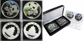 CHINA 2019 Set 2 pieces Panda ,Day and Night, Colored 10 YUAN SILVER UNC
