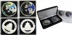 CHINA 2021 Set 2 pieces Panda ,Day and Night, Colored 10 YUAN SILVER UNC