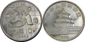CHINA 1989 People's Republic, 1 oz. Silver Panda Bullion 10 YUAN SILVER MS31.2g 
KM# A221