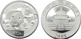 CHINA 2008 People's Republic, 1 oz. Silver Panda ,Proof(Mintage 600000 ) 10 YUAN SILVER MS31.1g 
KM# 1814