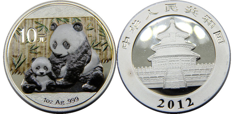 CHINA 2012 People's Republic, 1 oz. Silver Panda ,Colourized Proof 10 YUAN SILVE...