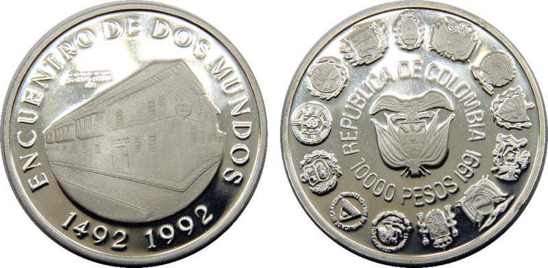 COLOMBIA 1991 Republic,Ibero-American Series,Bogotá mint,Proof(Mintage 70000 ) 1...