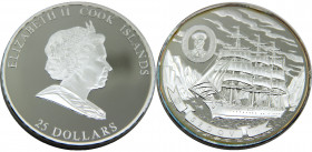 COOK ISLANDS 2008 Elizabeth II,British,GEORGIY SEDOV,Proof Rare(Mintage 500) 25 DOLLARS SILVER PF158.5g 
KM# 1325