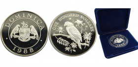 DOMINICAN REPUBLIC 1988 Tropical Birds - Imperial Parrots 100 DOLLARS SILVER PF129.6g 
KM# 21